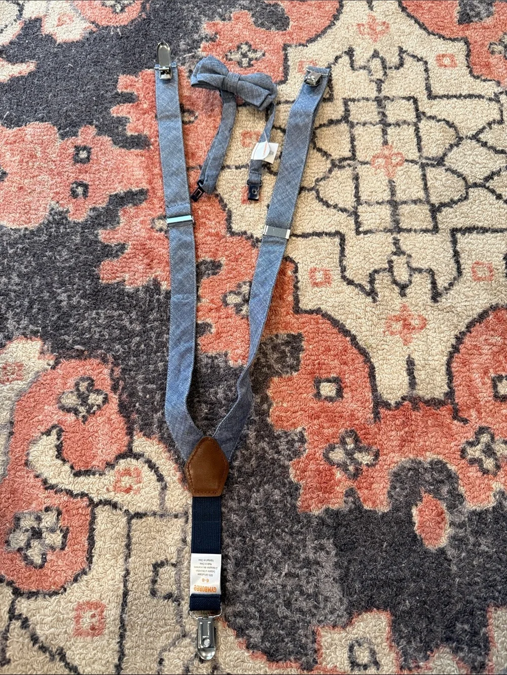 Gymboree Gray Men's Suspenders with Matching Bow Tie